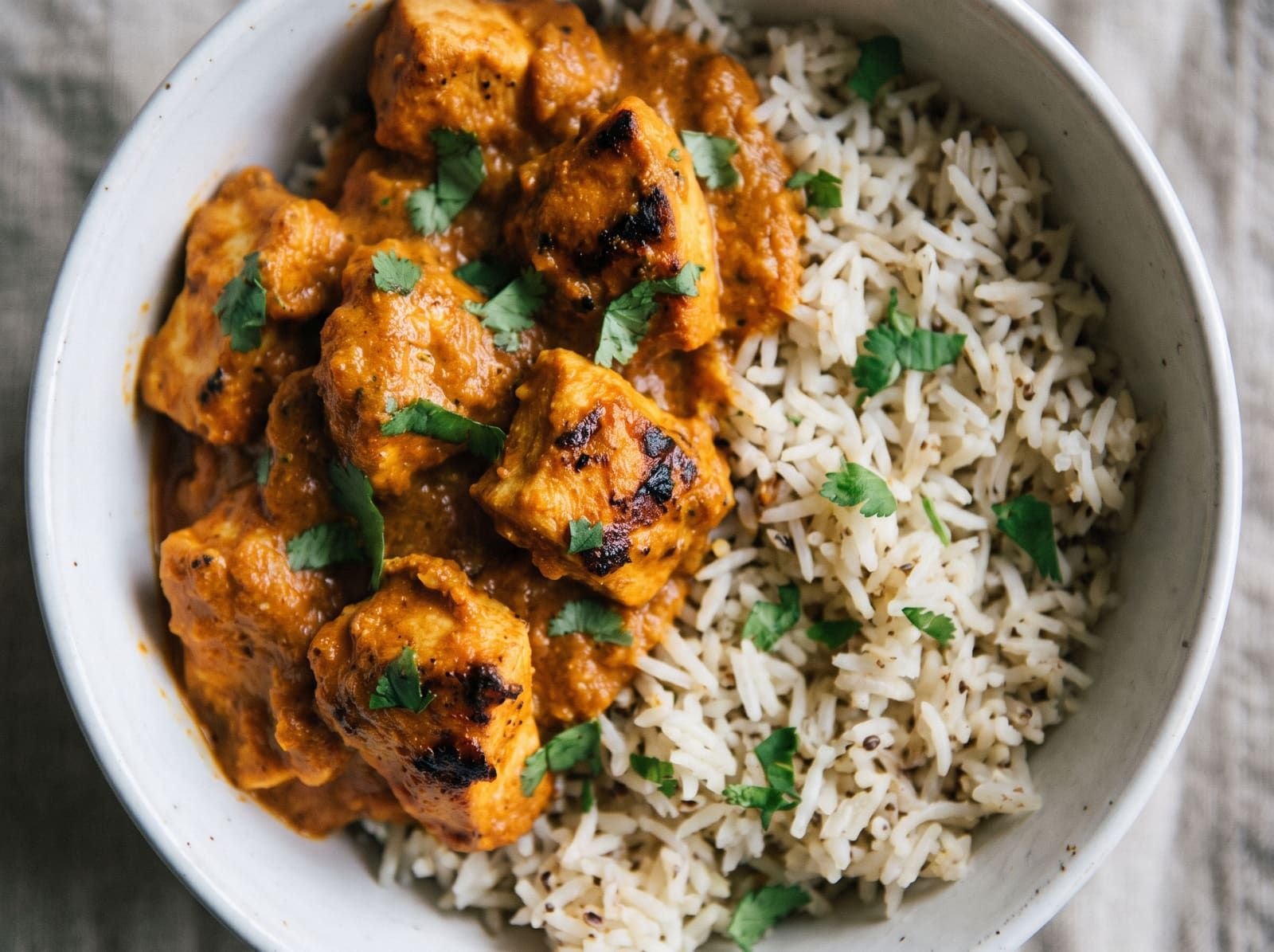 Chicken Tikka Masala, accompagné de riz parfumé